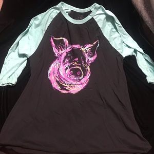 Teal and black pig shirt